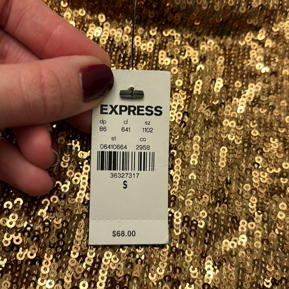 NWT Express Gold Sequin Crop Tank - S - Picture 3 of 6